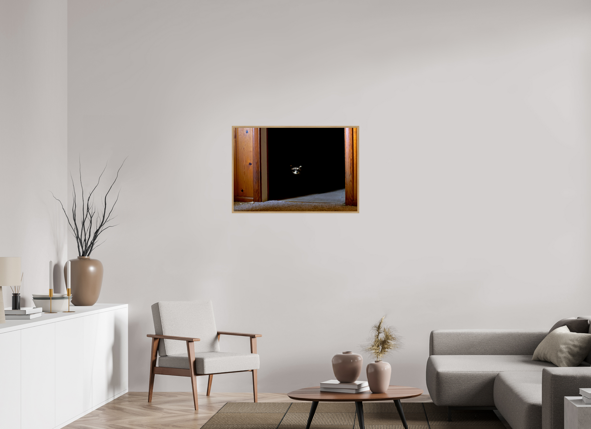 88.1 x 60 cm, Oslo Cabin Raccoon