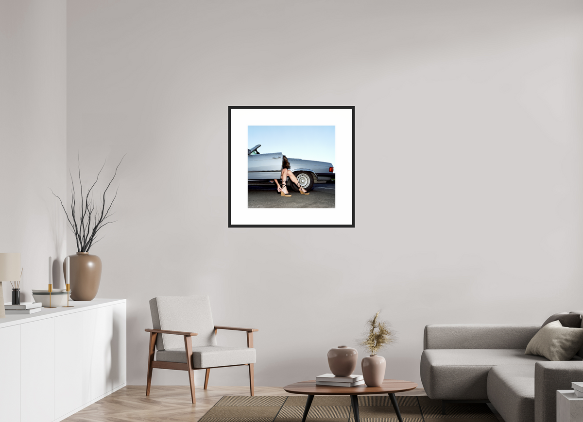 63.4 x 60 cm, White Wide Black Frame Lauren with Mercedes