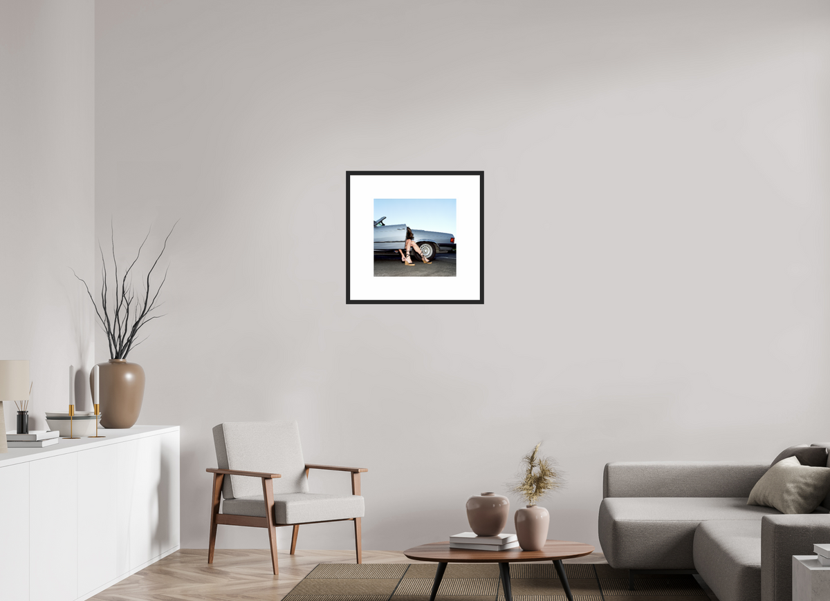 42.3 x 40 cm, White Wide Black Frame Lauren with Mercedes